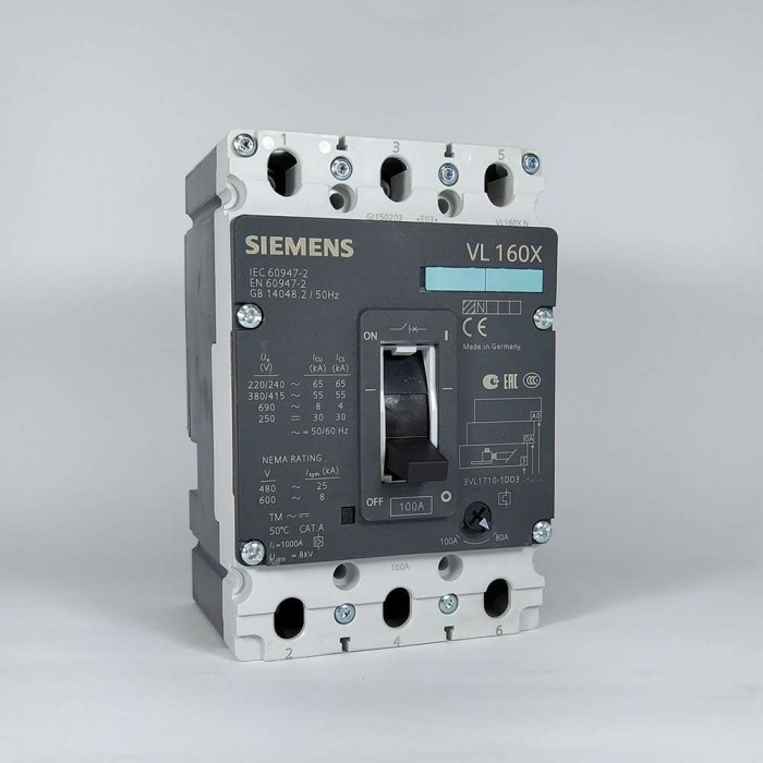 Siemens Kompakt Şalter Termik Ayar Sahalı 3P 100A 55kA 3VL1710-1DD33-0AA0