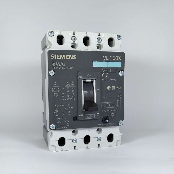 Siemens Kompakt Şalter Termik Ayar Sahalı 3P 125A 55kA 3VL1712-1DD33-0AA0